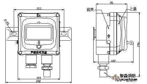 J-SAM-GST9116手動火災報警按鈕外形尺寸圖