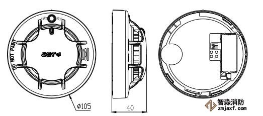 海灣JTY-GF-GSTN900-NB 獨立式光電感煙火災探測報警器結構示意圖