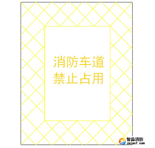 消防車通道出入口禁停標線及路面警示標志示例